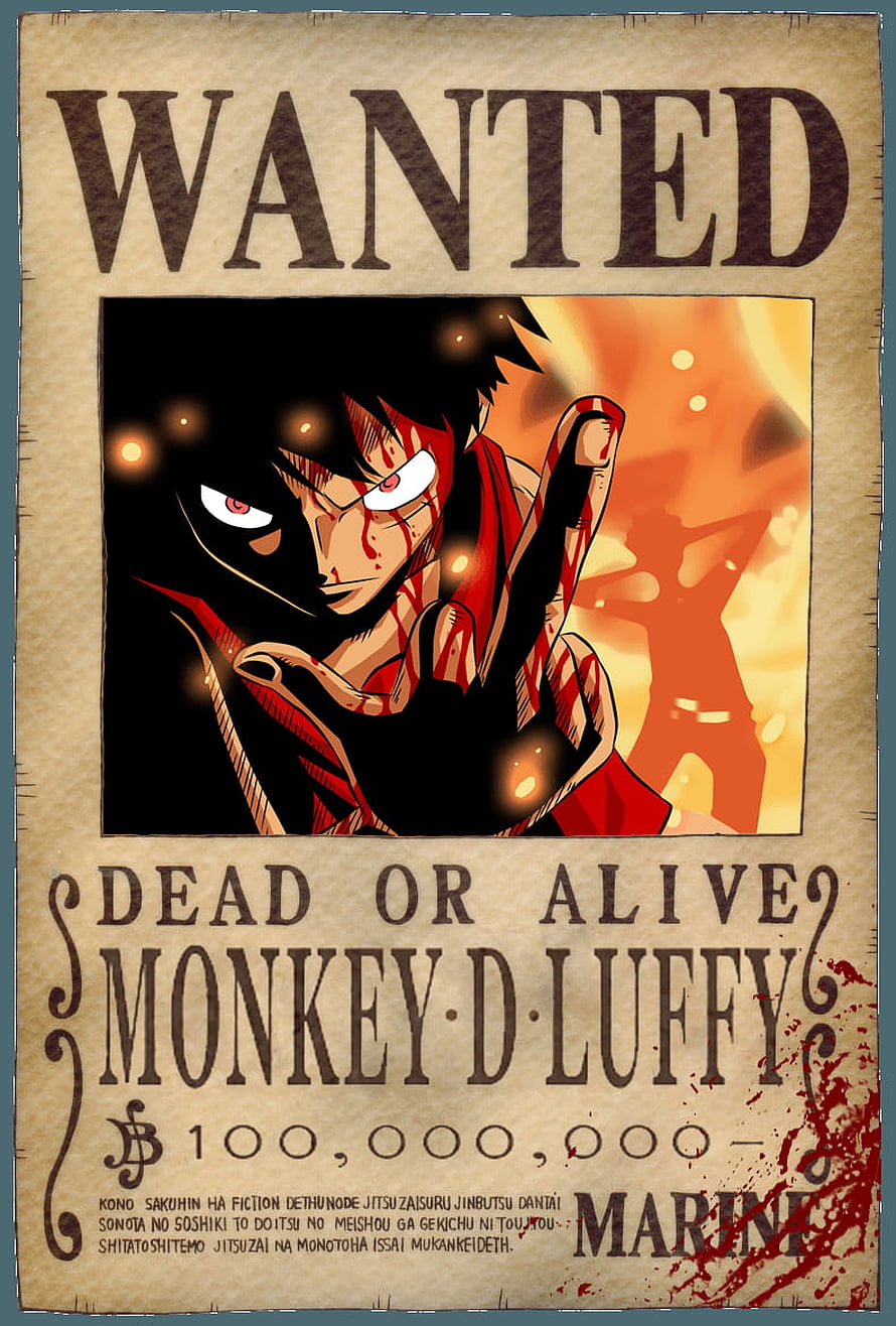 Monkey D. Luffy Wanted Poster One Piece Anime Illustration HD phone wallpaper
