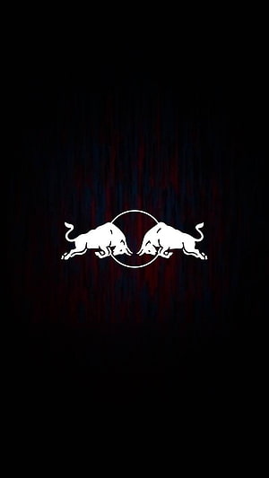 Red Bull Logo White Silhouette on Dark Background HD phone wallpaper