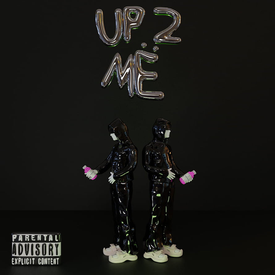 Yeat Up 2 Me Album Cover Artwork with Glossy 3D Figures and Parental Advisory Label HD phone wallpaper