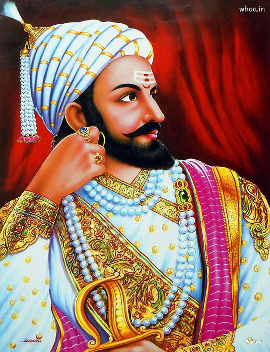 Portrait of Chhatrapati Shivaji Maharaj in Royal Attire and Turban HD phone wallpaper