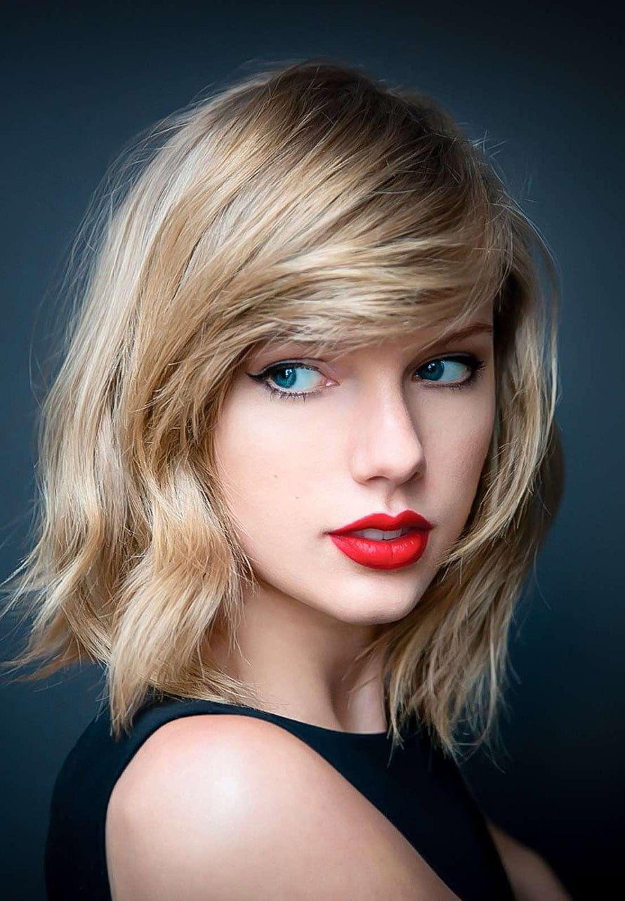 Taylor Swift Studio Portrait With Blonde Bob And Red Lipstick HD phone wallpaper