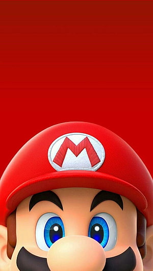 Super Mario Close-Up Portrait With Red Hat And Blue Eyes HD phone wallpaper
