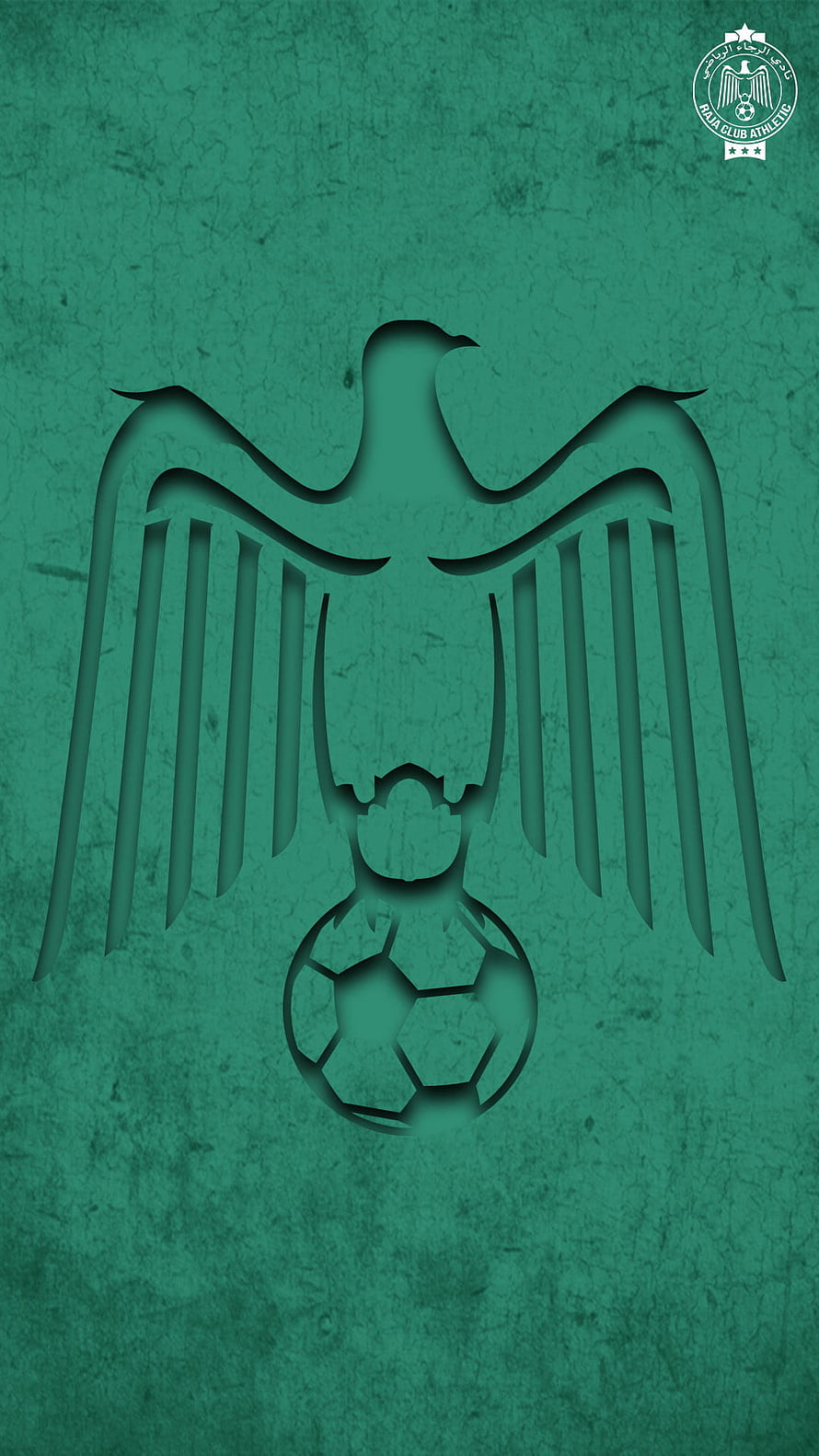 Raja Club Athletic Eagle Crest with Soccer Ball on Textured Green Background HD phone wallpaper