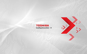 Toshiba Corporate Logo with Red Arrow Motif on White Abstract Background HD wallpaper