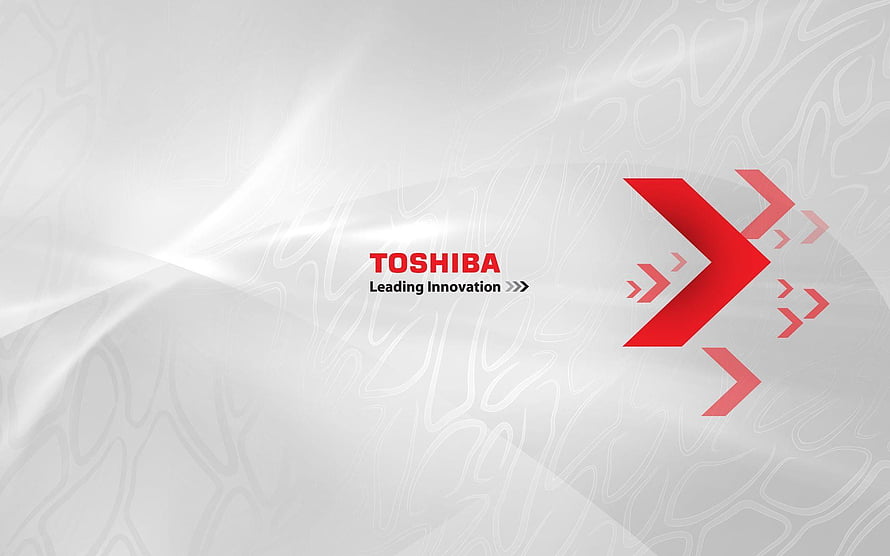 Toshiba Corporate Logo with Red Arrow Motif on White Abstract Background HD wallpaper