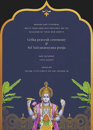 Sri Satyanarayana Pooja and Griha Pravesh Ceremony Invitation Card Design HD phone wallpaper