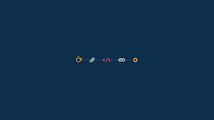 Minimalist Software Development Workflow Icons on Dark Blue Background HD wallpaper