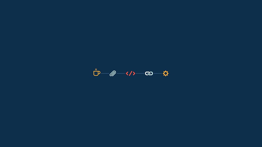 Minimalist Software Development Workflow Icons on Dark Blue Background HD wallpaper