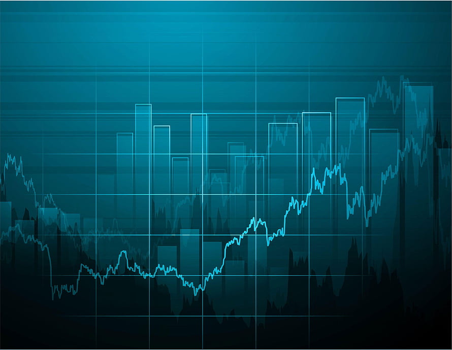 Abstract Blue Financial Stock Market Graph and Bar Chart Background HD wallpaper