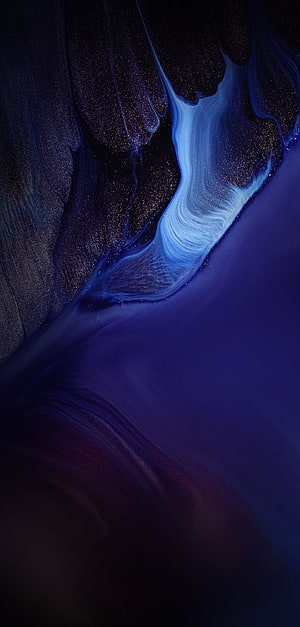Abstract Blue Ink Flow with Gold Glitter Swirls HD phone wallpaper