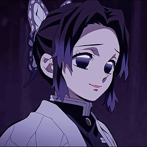 Shinobu Kocho from Demon Slayer in a Soft Purple Portrait with Hair Accessory HD wallpaper