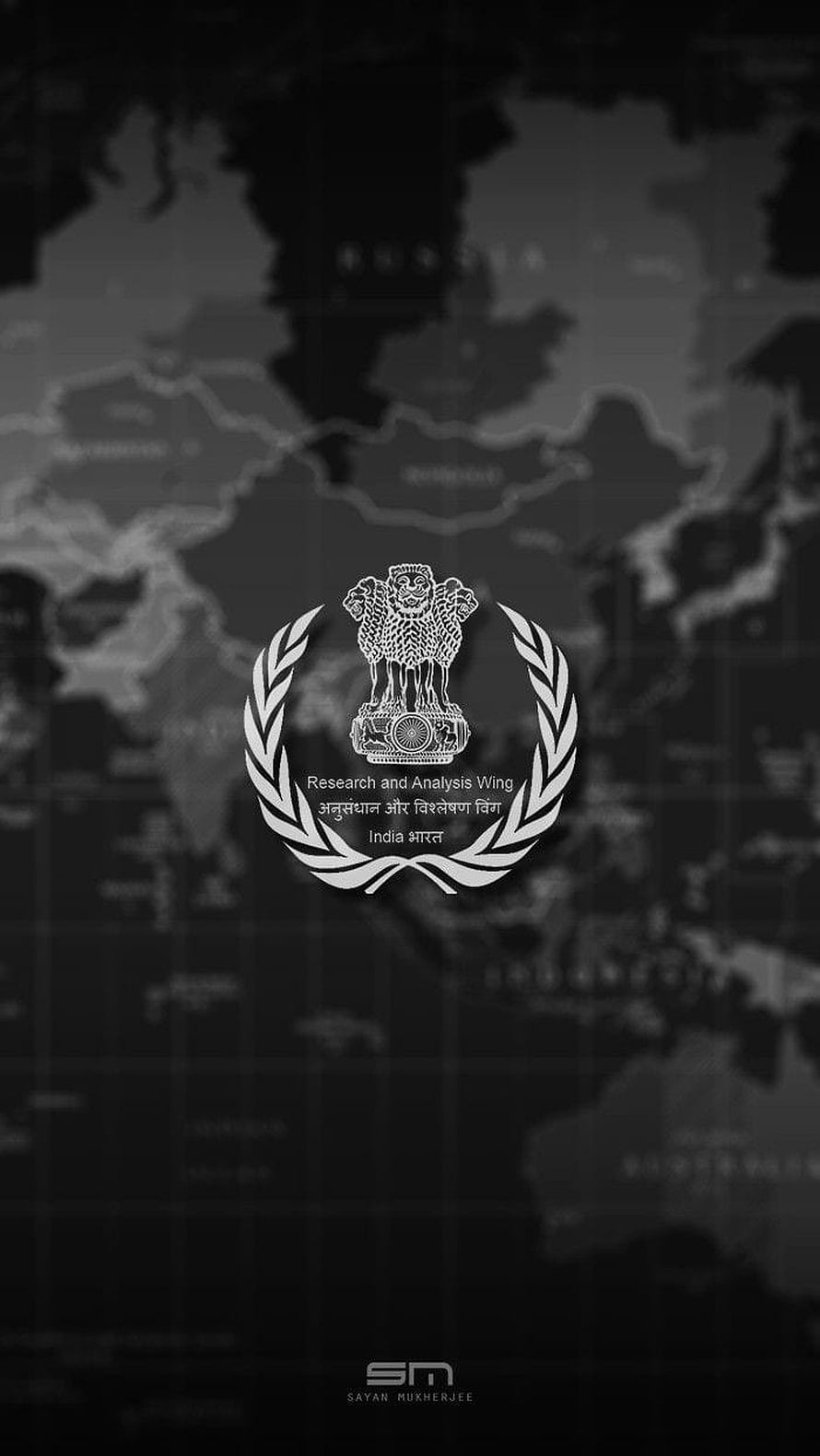 India Research and Analysis Wing Emblem on Dark World Map Background HD phone wallpaper