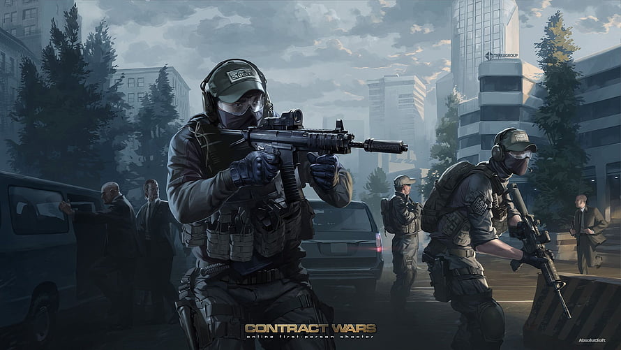 Contract Wars Tactical Soldiers Urban Combat Scene HD wallpaper