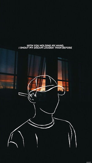 Jungkook BTS Line Art Silhouette With Sunset Window Background And Inspirational Quote HD phone wallpaper