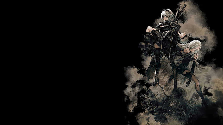 NieR Automata 2B and 9S Dark Fantasy Character Artwork HD wallpaper