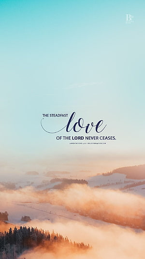 Serene Winter Landscape With Foggy Forest And Inspirational Bible Verse Quote HD phone wallpaper