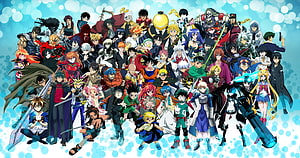 Massive Anime Character Group Portrait Featuring Goku, Naruto, Luffy, Ichigo, and Natsu HD wallpaper