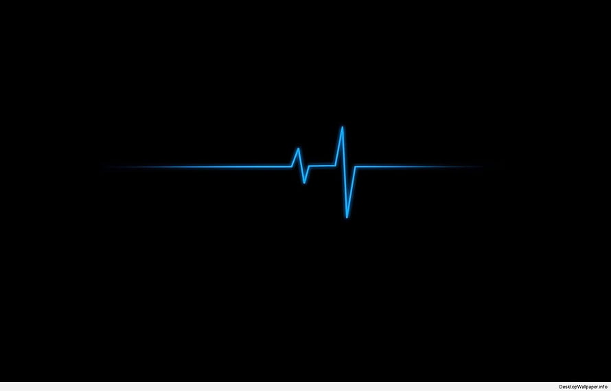 Blue Heartbeat Line on Black Background HD wallpaper