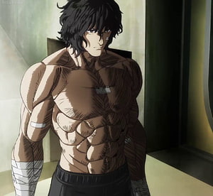 Tokita Ohma from Baki Anime: Muscular Fighter with Bandaged Arms and Intense Expression HD wallpaper