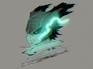 Vigilante Deku Anime Character with Glowing Lightning Effect and Mask HD wallpaper