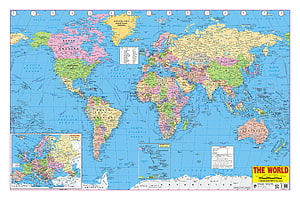 Colorful Political World Map With Time Zones And Europe Inset HD wallpaper
