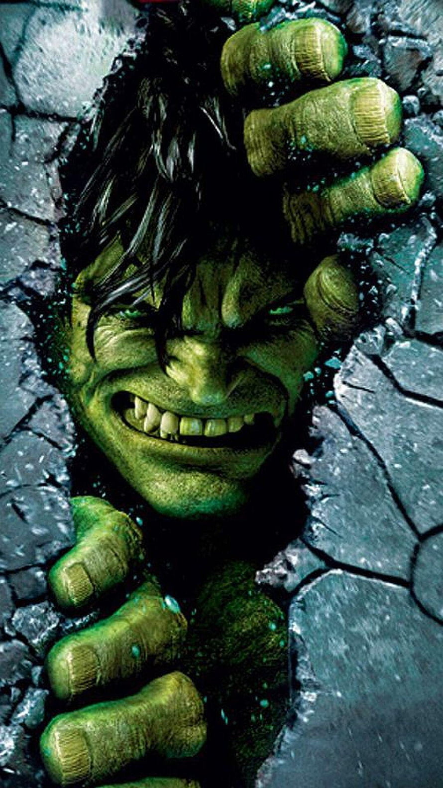 Hulk Breaking Through Concrete Wall With Intense Rage And Green Skin HD phone wallpaper
