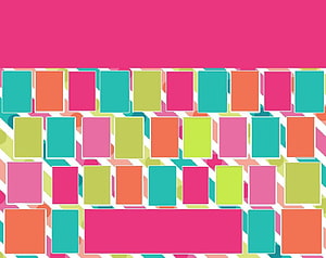 Colorful Geometric Keyboard Layout with Vibrant Pink, Teal, and Orange Keycaps on a Patterned Background HD wallpaper