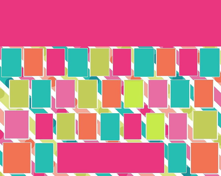 Colorful Geometric Keyboard Layout with Vibrant Pink, Teal, and Orange Keycaps on a Patterned Background HD wallpaper