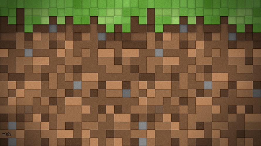 Minecraft Grass Block Texture with Pixelated Dirt and Stone Details HD wallpaper