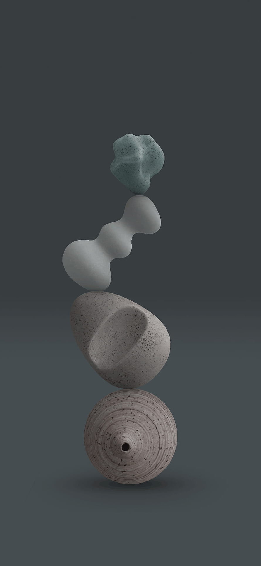 Abstract 3D Render of Stacked Organic Shapes in Muted Tones HD phone wallpaper