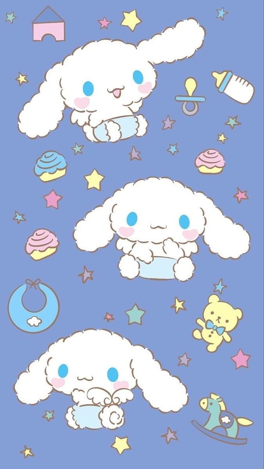 Cinnamoroll Sanrio Baby Theme Wallpaper with Stars and Pastel Toys HD phone wallpaper