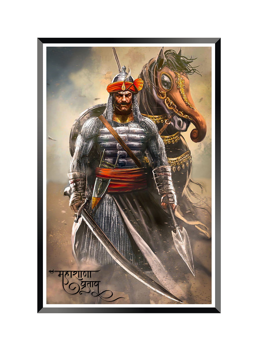 Mahashana Pratap Warrior and Horse Digital Art Print HD phone wallpaper