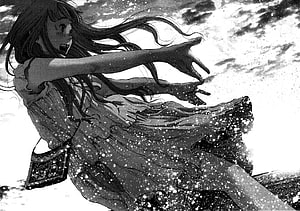 Oyasumi Punpun Anime Girl Reaching Out in Black and White Manga Illustration HD wallpaper