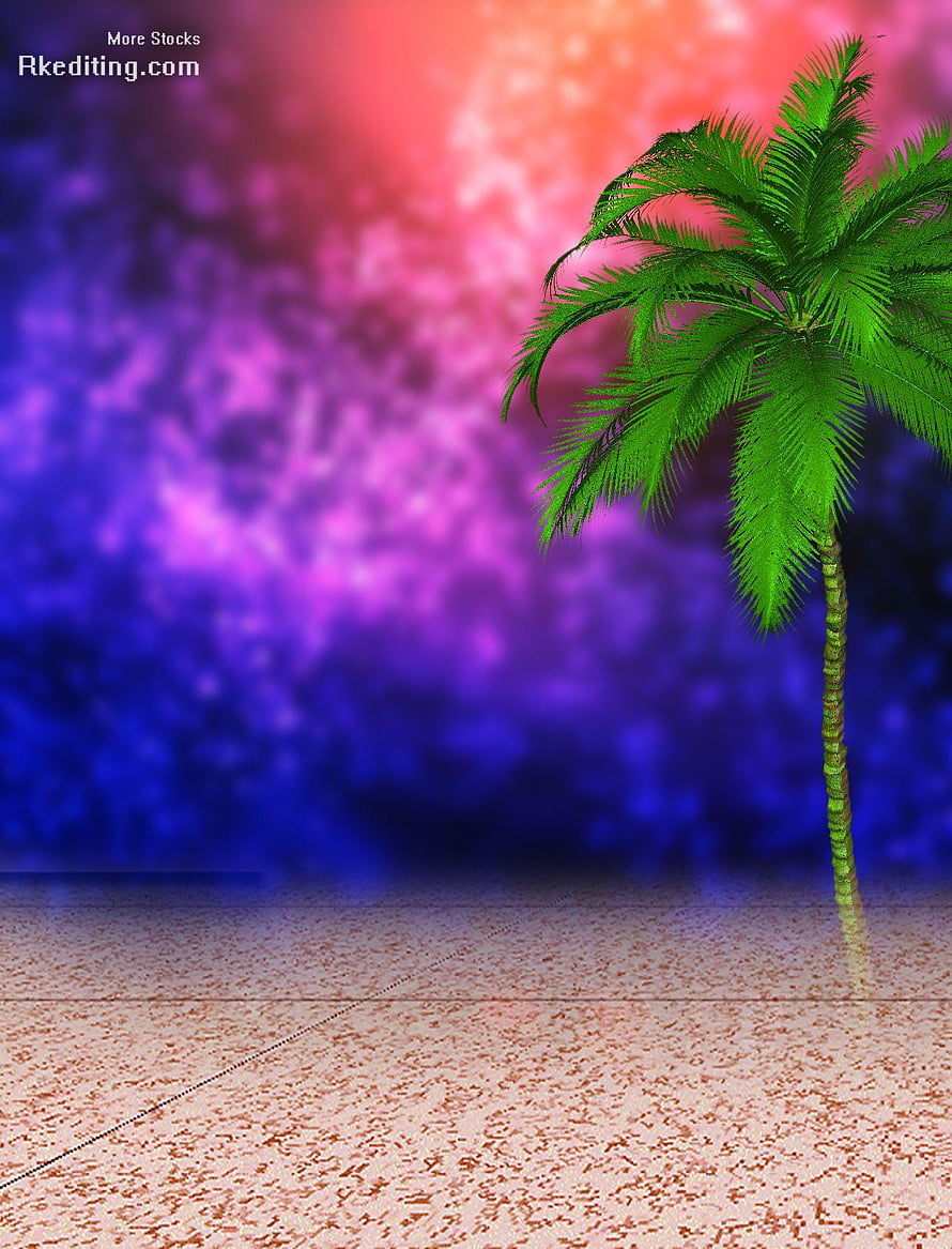 Lone Palm Tree on Sandy Beach with Vibrant Purple and Pink Sunset Sky Background HD phone wallpaper