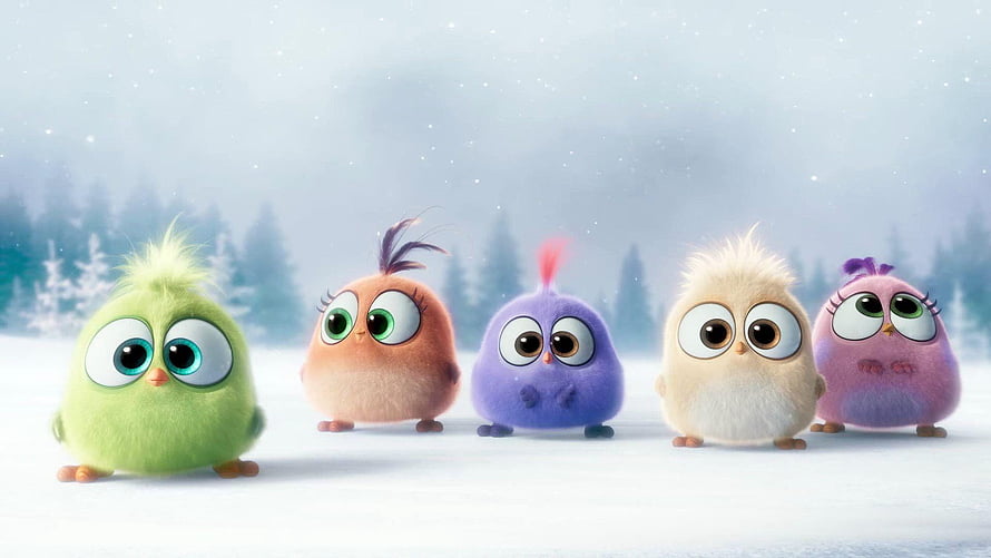 The Angry Birds Movie Hatchlings in Snowy Forest Scene HD wallpaper