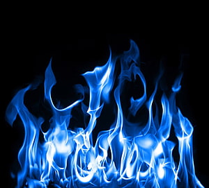 Vibrant Blue Flames Burning Against a Dark Black Background HD wallpaper