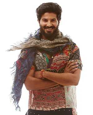 Dulquer Salmaan in Colorful Ethnic Wear with Patterned Shawl and Beaded Bracelet HD phone wallpaper