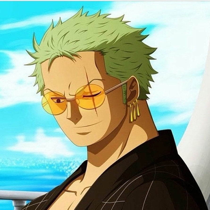 Roronoa Zoro One Piece Anime Character Portrait With Green Hair And Yellow Sunglasses HD phone wallpaper