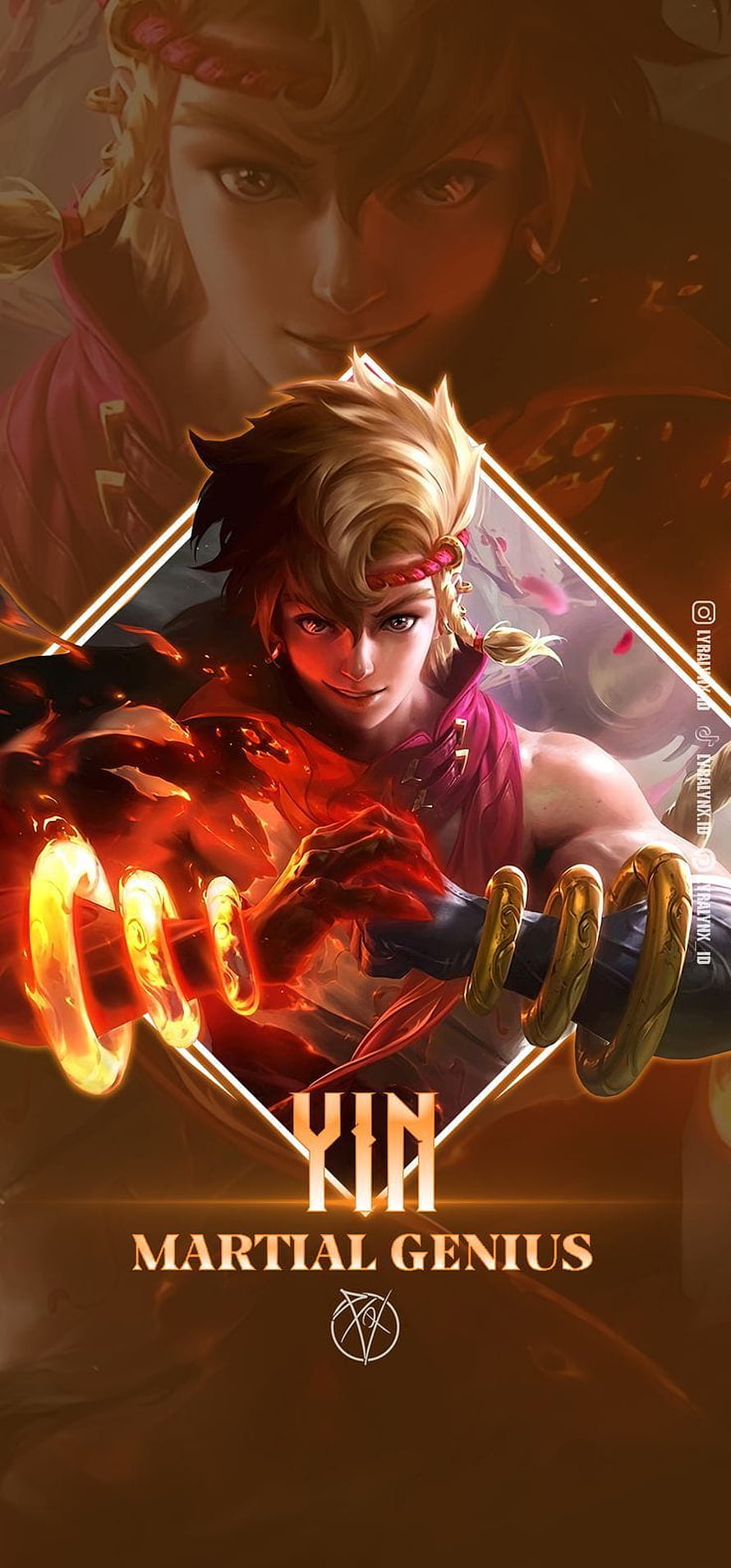 Yin Martial Genius Anime Character Wallpaper with Golden Rings and Fiery Energy HD phone wallpaper