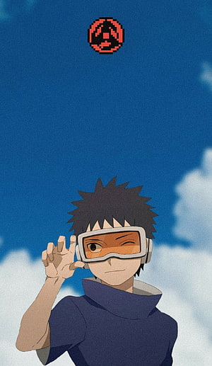 Obito Uchiha Anime Portrait Wearing Goggles Against Blue Sky HD phone wallpaper