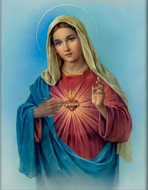 Immaculate Heart of Mary Religious Art with Radiant Heart and Halo HD phone wallpaper