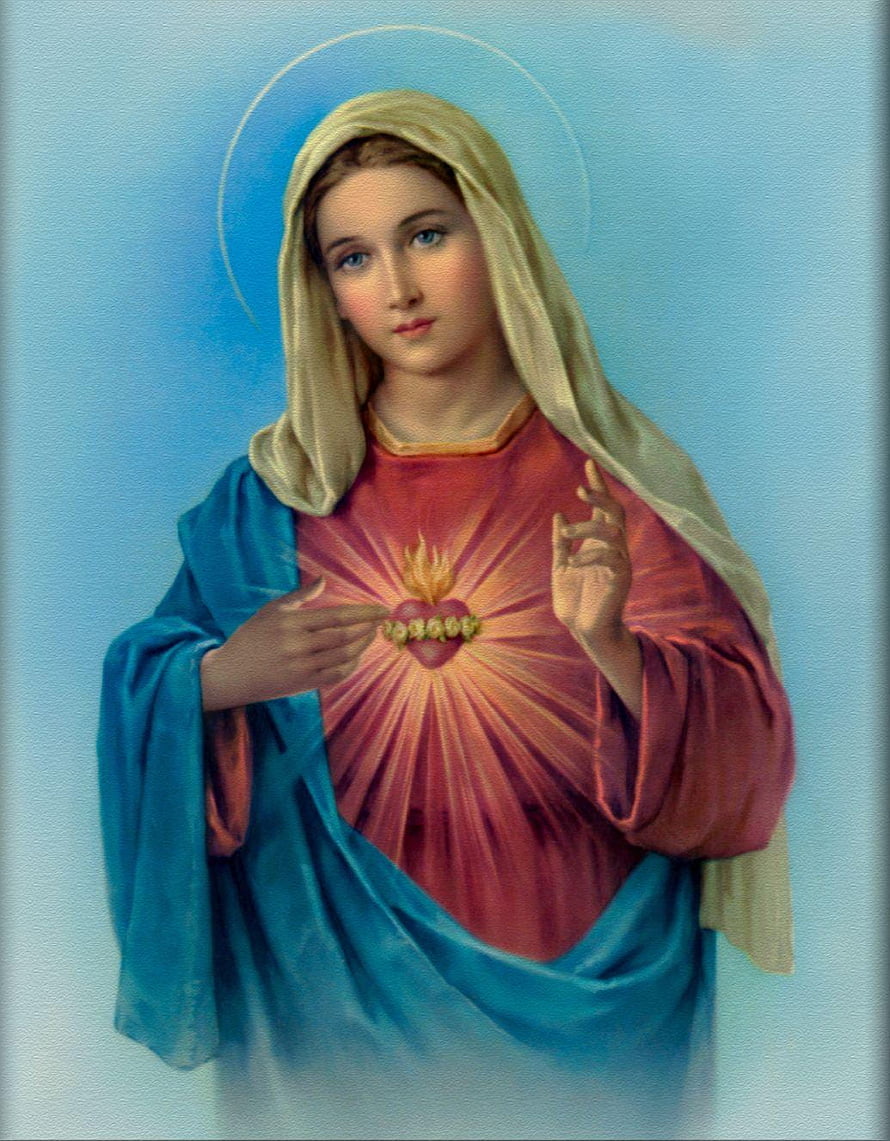 Immaculate Heart of Mary Religious Art with Radiant Heart and Halo HD phone wallpaper