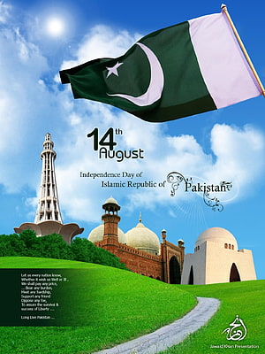 Pakistan Independence Day Celebration with National Flag and Landmarks HD phone wallpaper