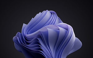 Windows 11 Default Wallpaper Featuring Abstract Purple Ribbon Sculpture on Dark Background HD wallpaper