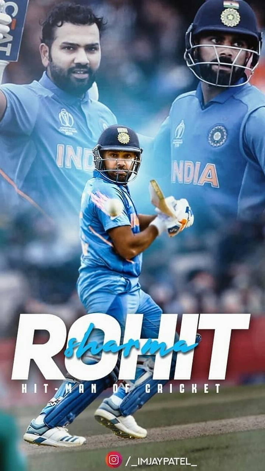 Rohit Sharma Cricket Action Wallpaper in India Blue Jersey HD phone wallpaper
