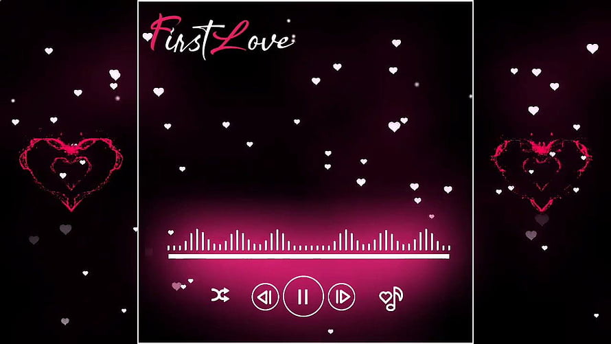 First Love Music Player Interface with Hearts and Equalizer HD wallpaper
