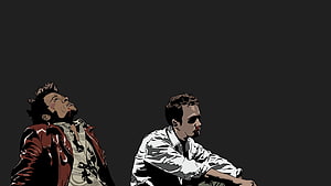Fight Club Jack and Tyler Durden Stylized Illustration on Dark Background HD wallpaper