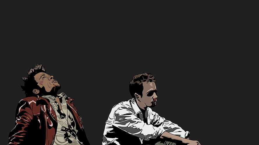 Fight Club Jack and Tyler Durden Stylized Illustration on Dark Background HD wallpaper