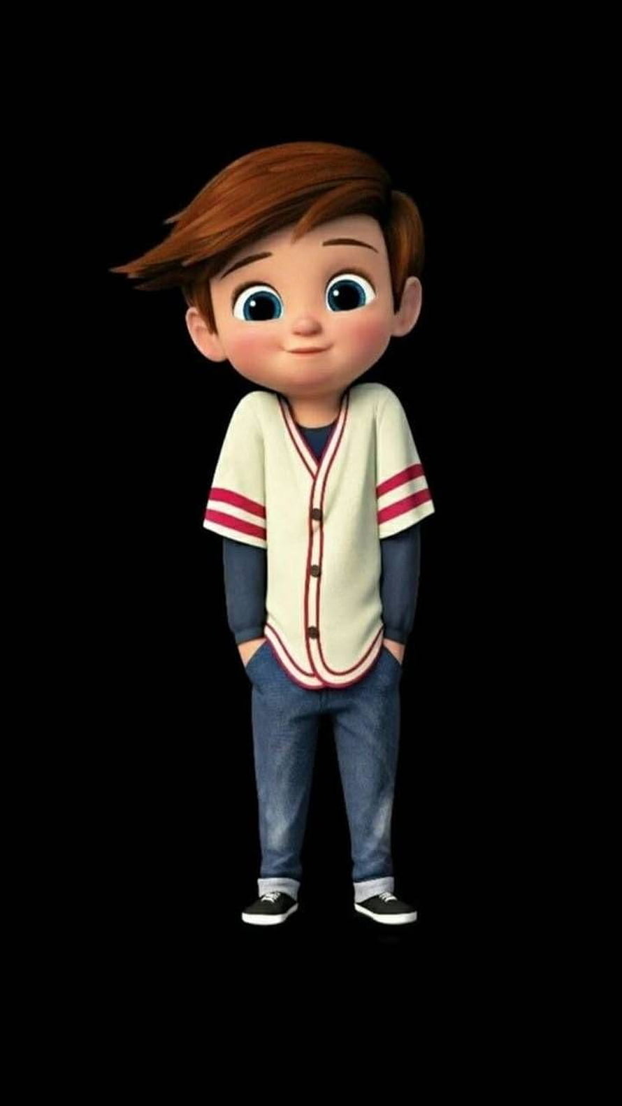 Cute 3D Animated Boy Character in Baseball Jersey and Jeans HD phone wallpaper