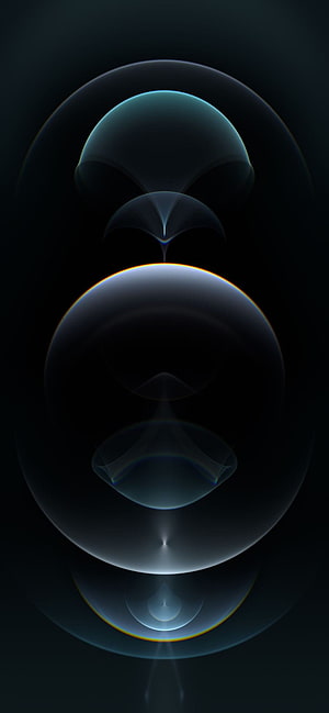 Abstract Dark Blue Spheres With Iridescent Edges And Minimalist Geometric Shapes HD phone wallpaper